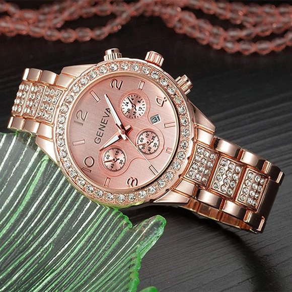 Electroplated Rose Gold Diamond Watch For Men ... From  Men Women Rosegold Hip Hop Fashion Stainless Steel Quartz Analog Watch